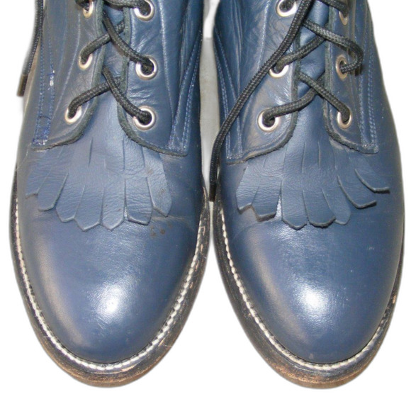 COWTOWN Granny Boots, 6, Dark Blue, Fringe/Kilte, Lace-up, Vintage, Navy - Picture 3 of 12